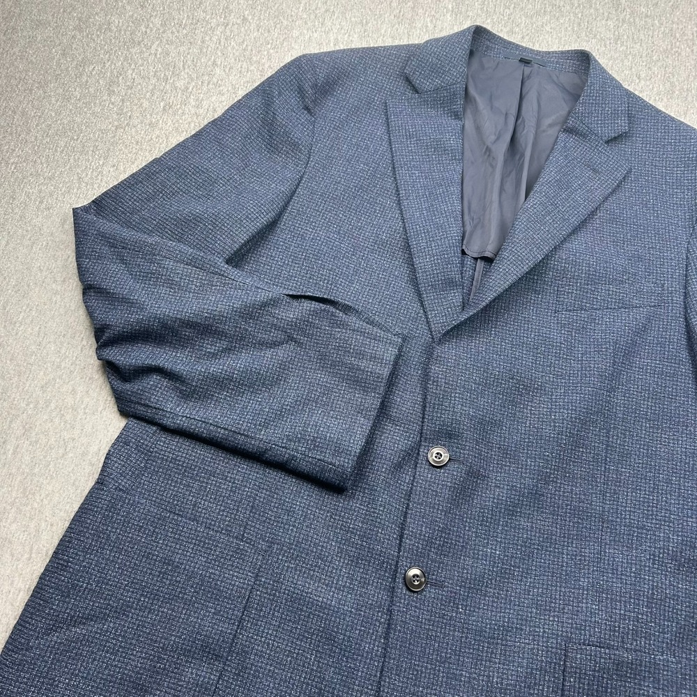 Jos A Bank Tailored Fit Wool Blend Blazer Mens 46L Blue Two Button Sport Coat